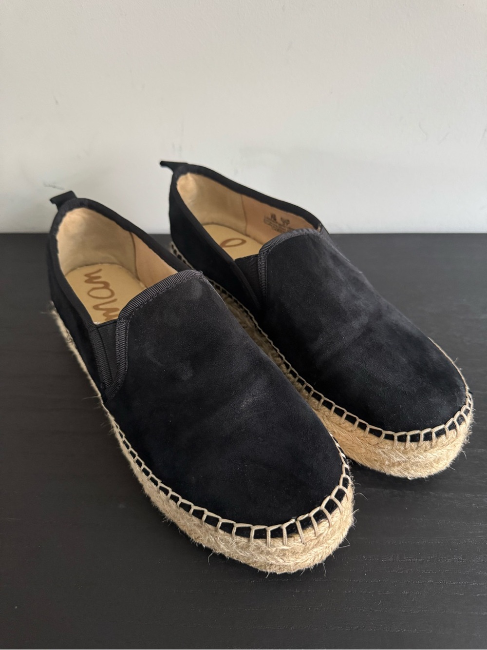 Sam Edelman Carrin Black Suede Platform Espadrilles Women’s 7 Office Casual Chic